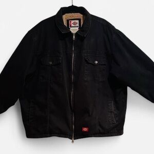 Vintage Black Dickies Detroit Jacket, Sherpa Lined, 2XL - Classic Workwear Style
